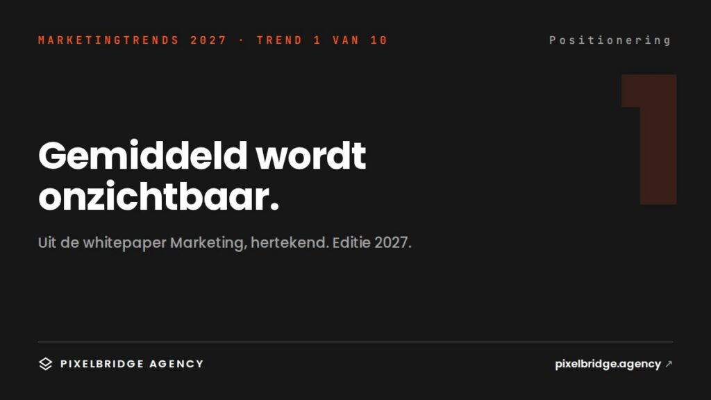 Visual bij marketingtrend 1 voor 2027, Pixelbridge