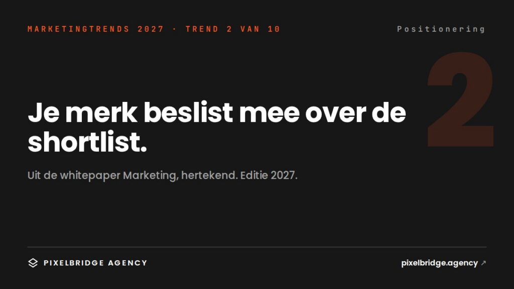 Visual bij marketingtrend 2 voor 2027, Pixelbridge